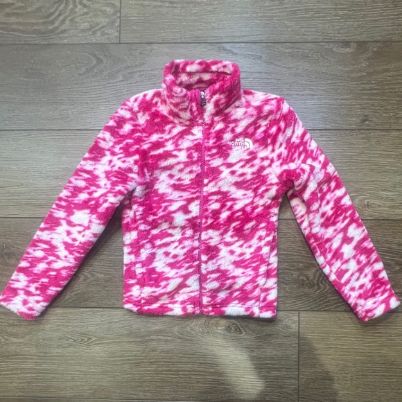 The North Face Girls Osolita Full-Zip Jacket Circular Design, Pink/White, XS (6)